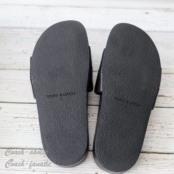 NIB Tory Burch Everly Anatomic Cloud Leather Slide Sandal in Black Size 7 - Picture 8 of 9